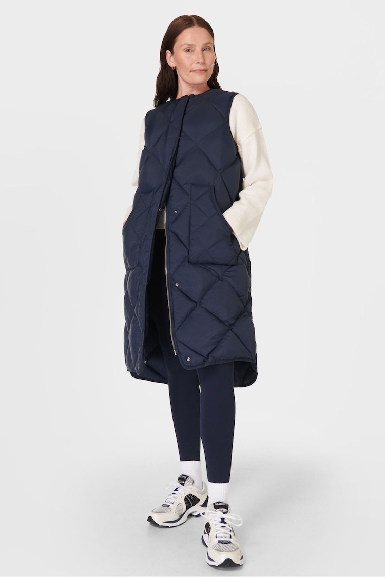 Sweaty Betty Blue Downtown Quilted Gilet - Image 1 of 8