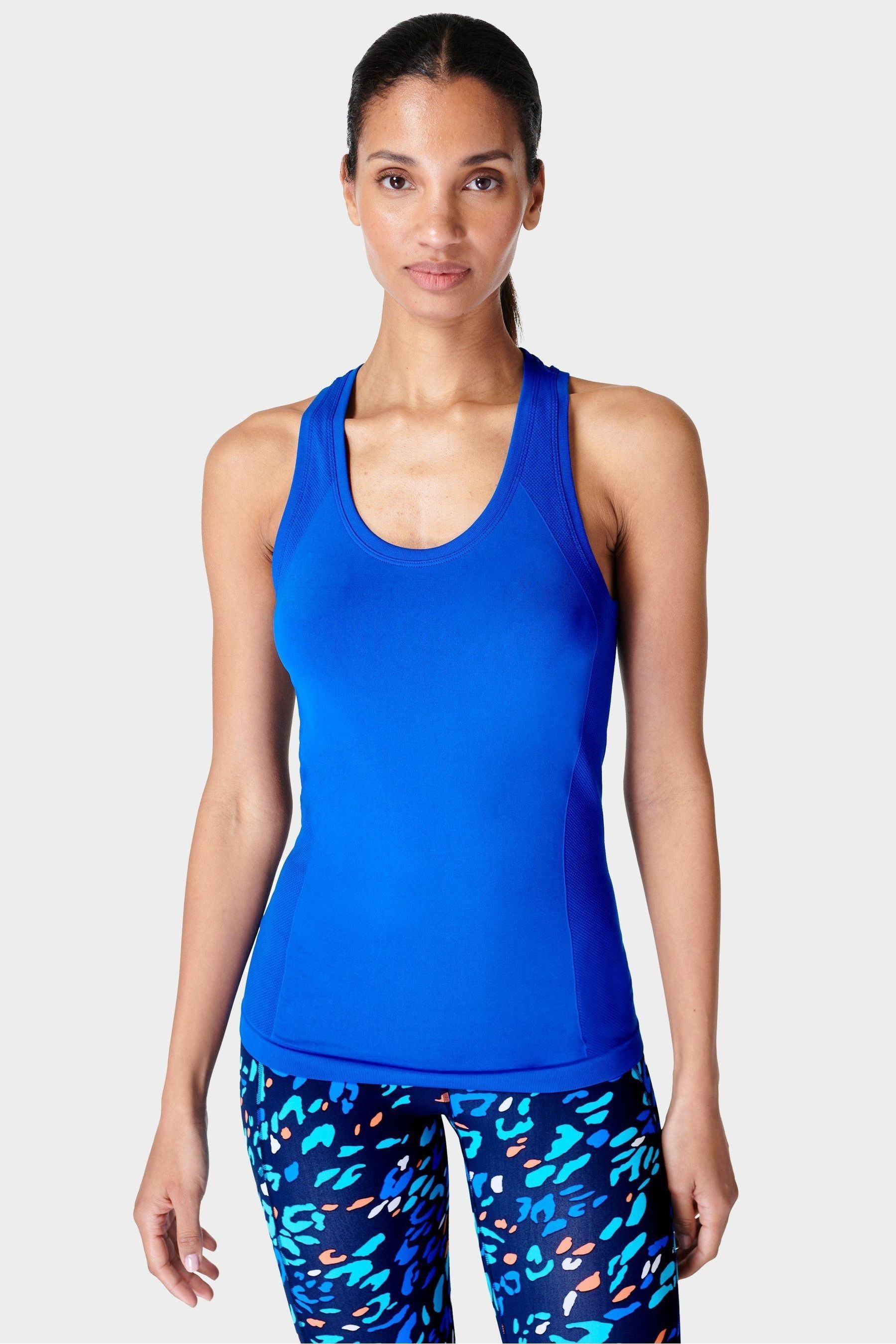 Blue workout tank on sale