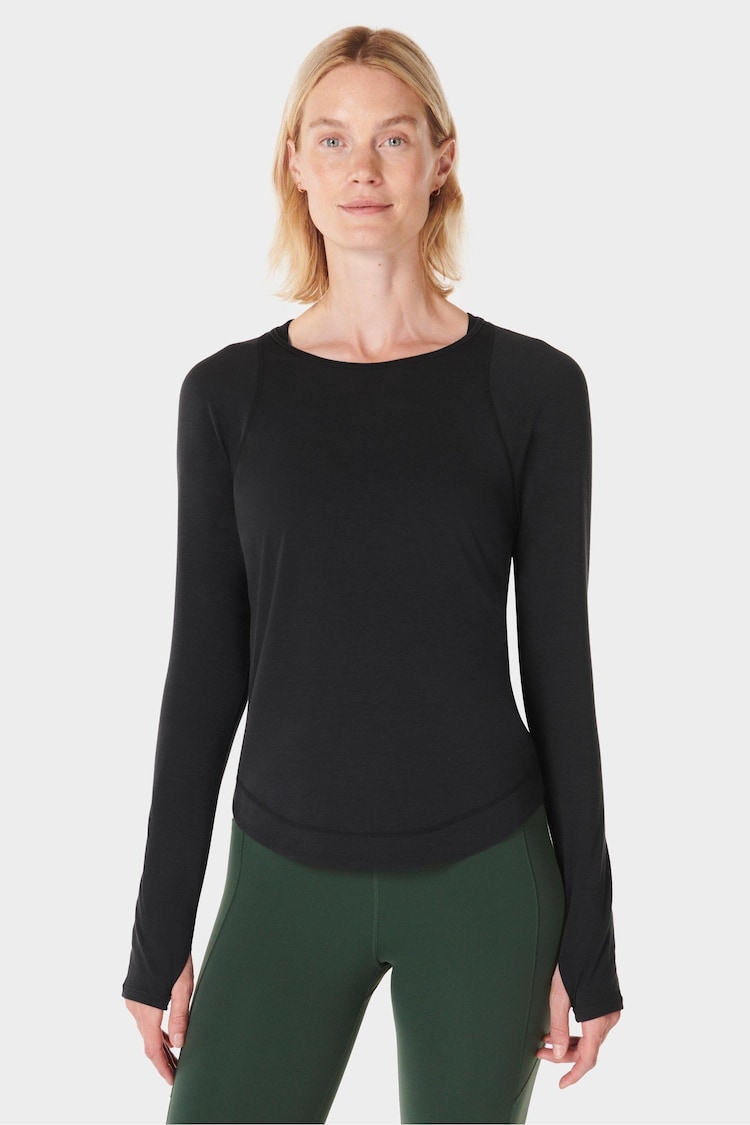 Sweaty Betty Black Breathe Easy Long Sleeve Top - Image 1 of 8