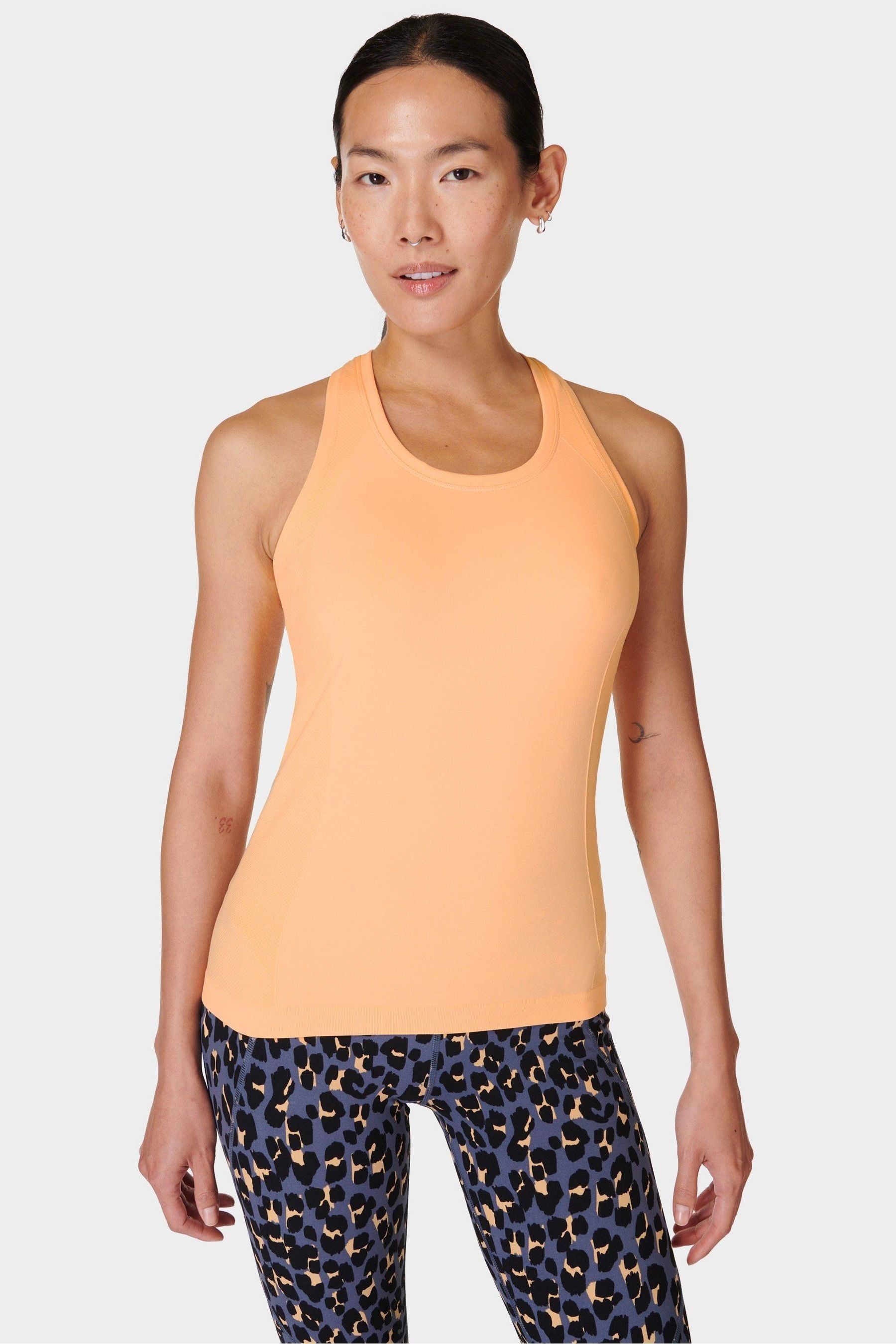 Orange workout tank store