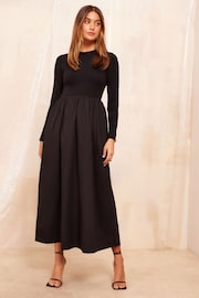 Friends Like These Black Long Sleeve 2in1 Midi Dress - Image 3 of 4