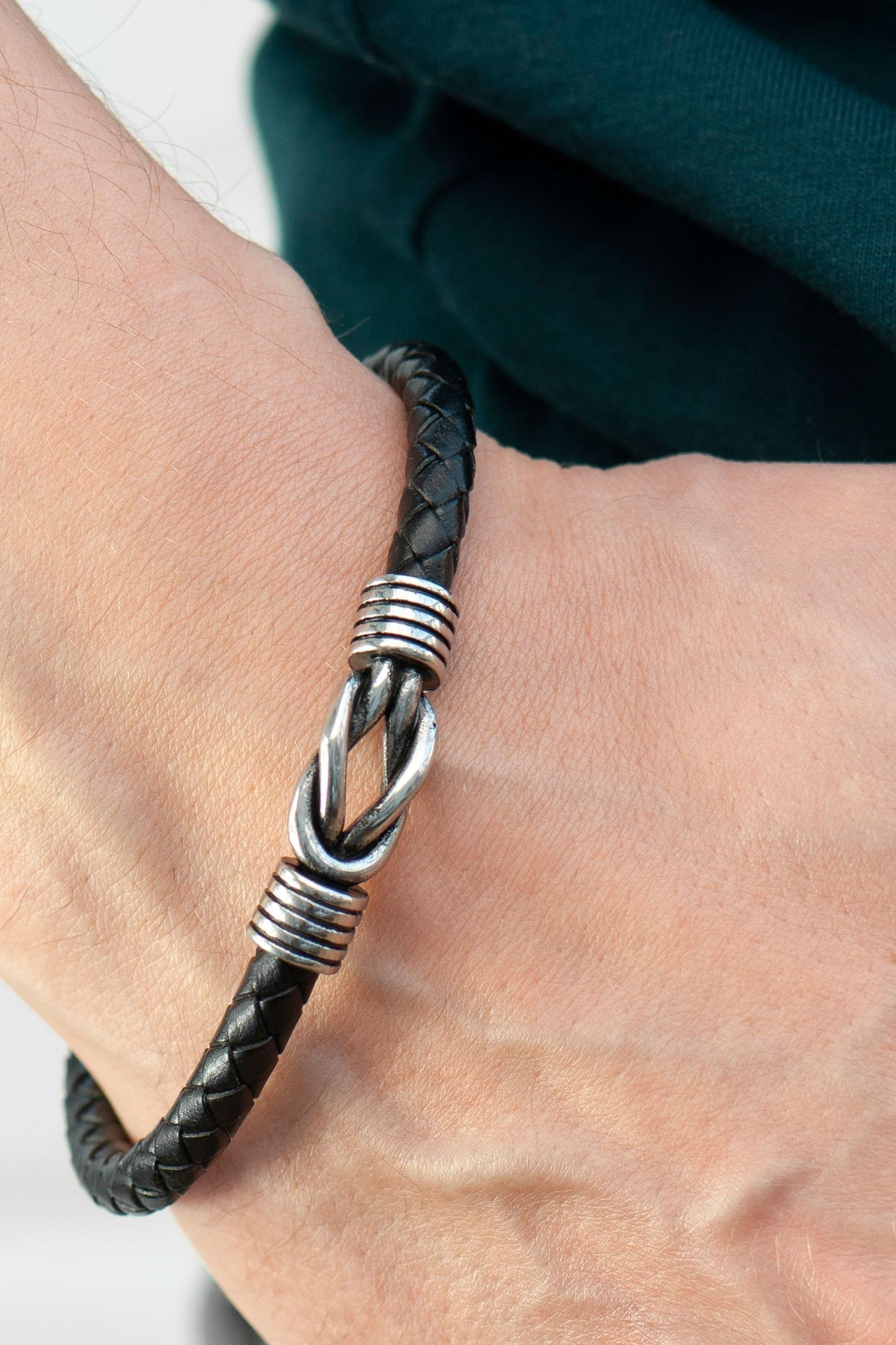 Buy Treat Republic Personalised Mens Infinity Knot Leather Black Bracelet from the Next UK online shop