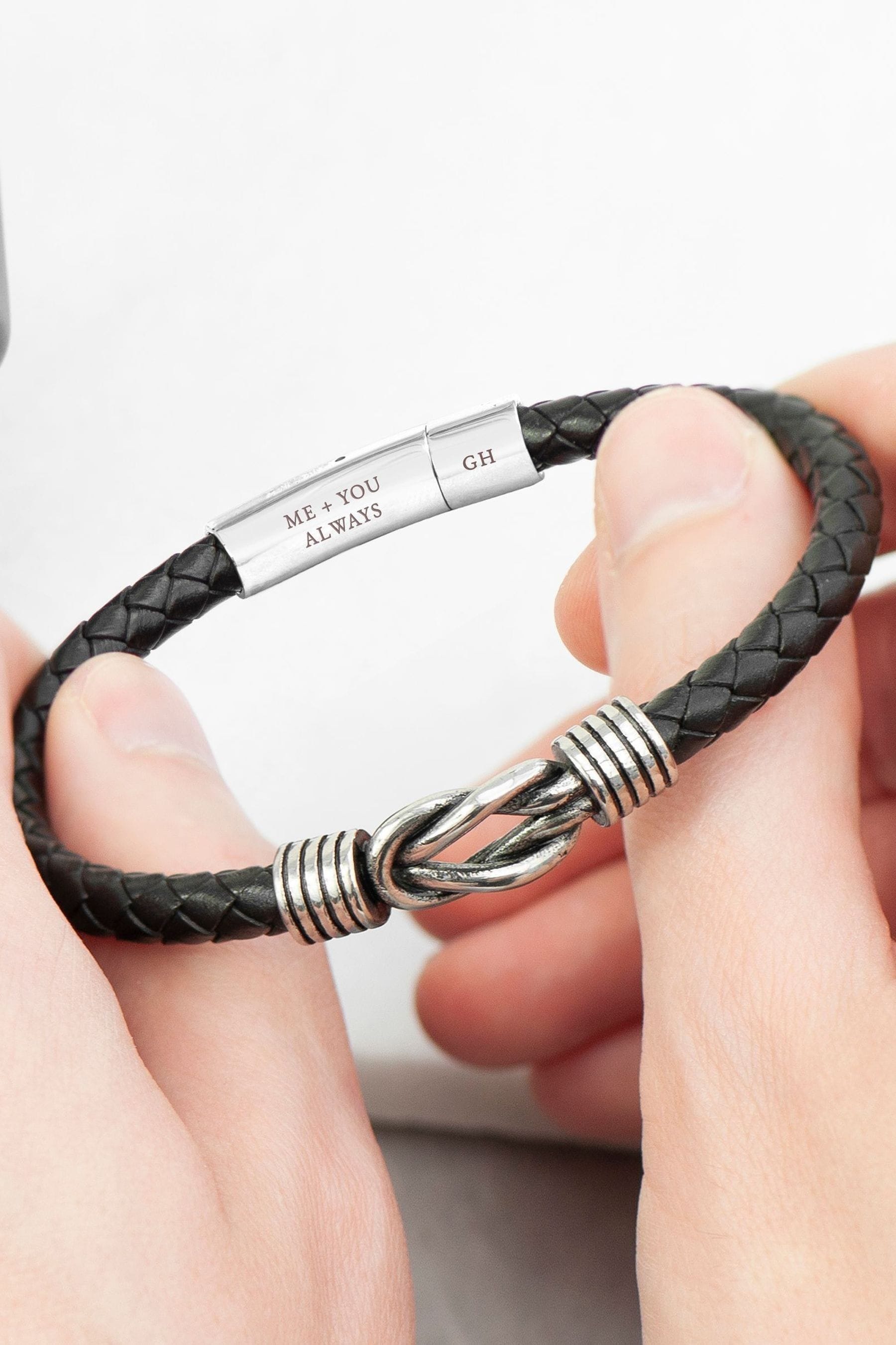 Buy Treat Republic Personalised Mens Infinity Knot Leather Black Bracelet from the Next UK online shop
