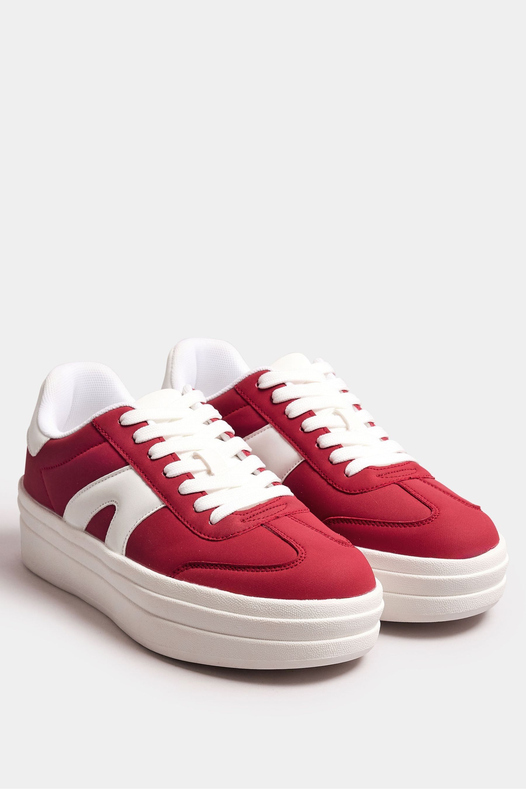 Buy Yours Curve Red Wide Fit Retro Platform Trainers from Next Luxembourg
