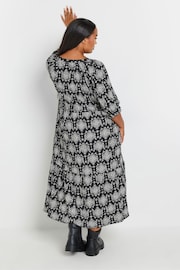 Yours Curve Black Stamp Tile Notch Neck Tierred Dress - Image 3 of 4