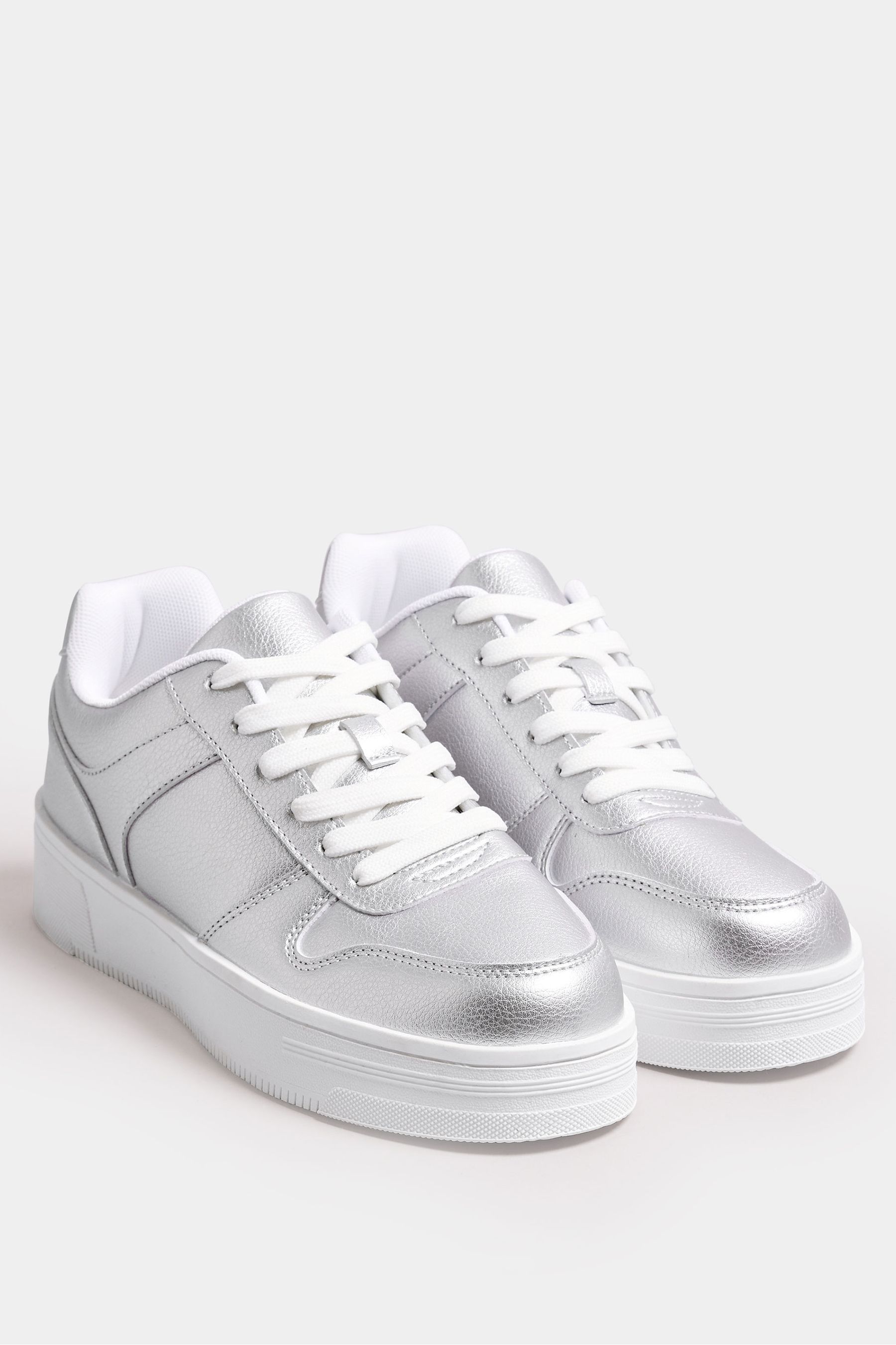 Buy Yours Curve Silver Wide Fit Chunky Trainers from the Next UK online shop