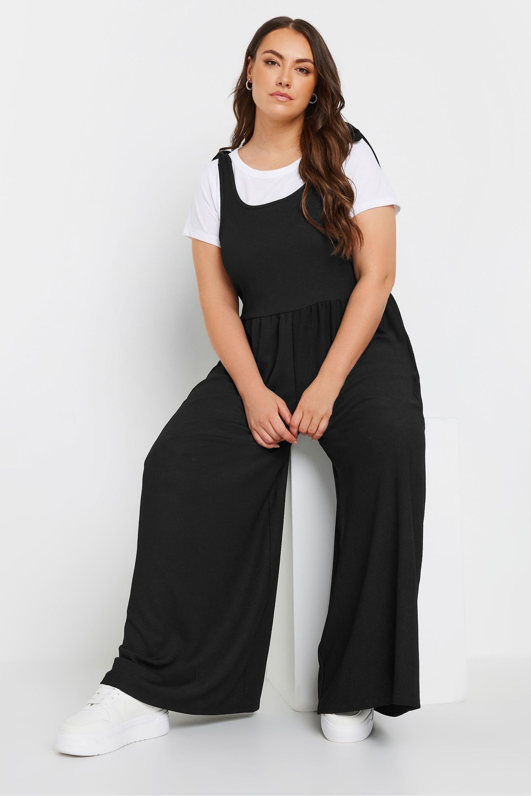 Buy Yours Curve Black Textured Jersey Jumpsuit from the Next UK online shop