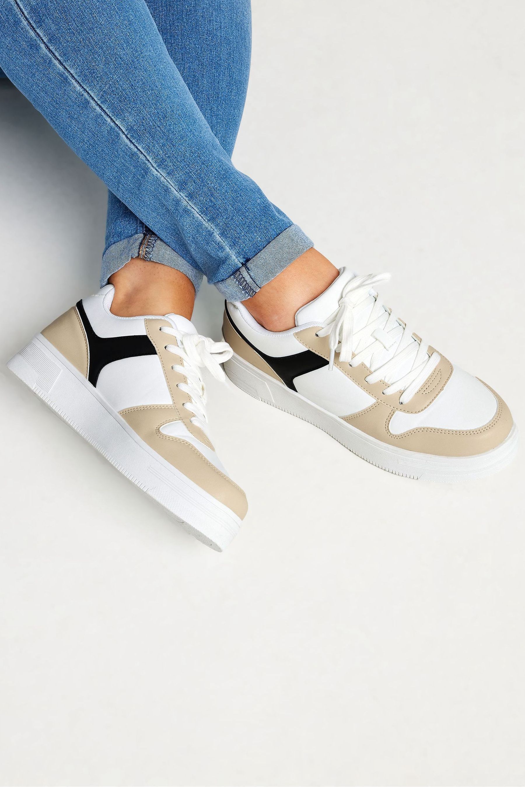 Buy Yours Curve Natural Wide Fit Chunky Trainers from Next Luxembourg