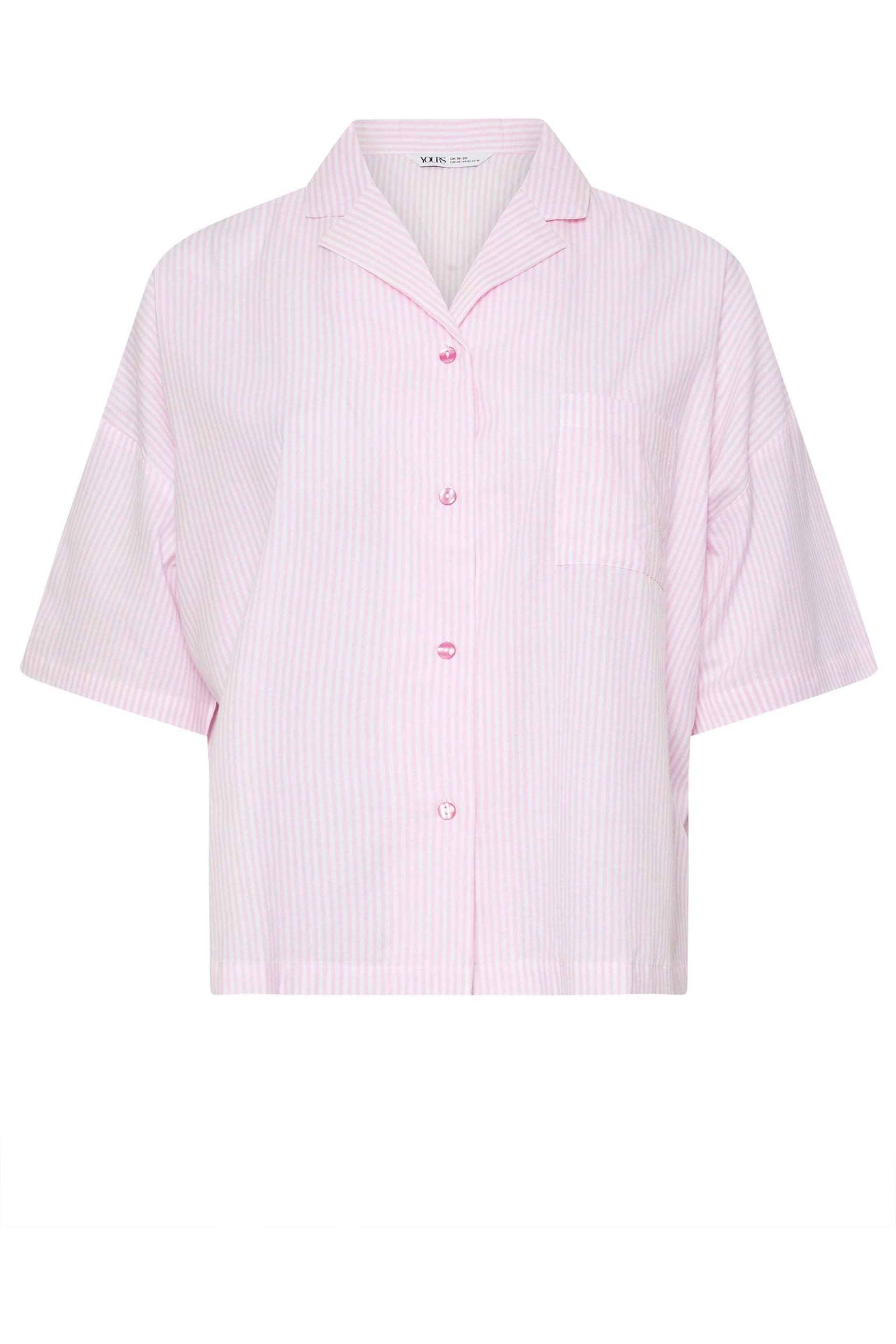 Yours Curve Pink Boyfriend Woven Stripe Shirt - Image 5 of 5
