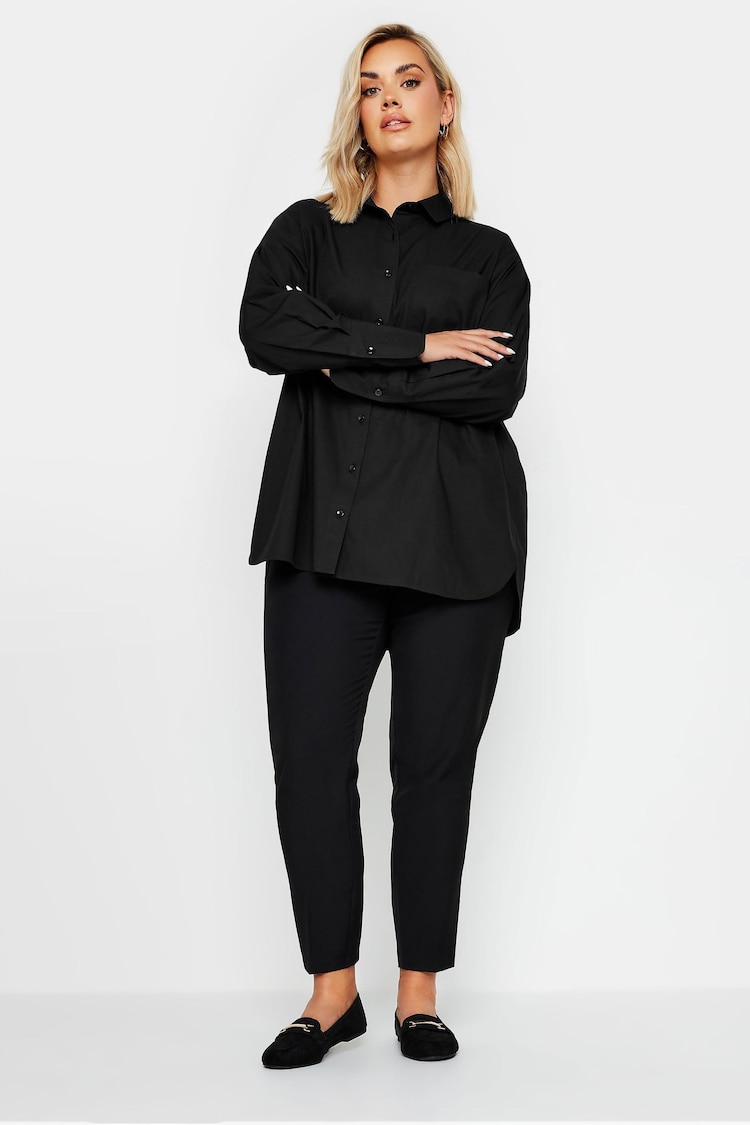 Yours Curve Black Oversized Poplin Shirt - Image 2 of 5