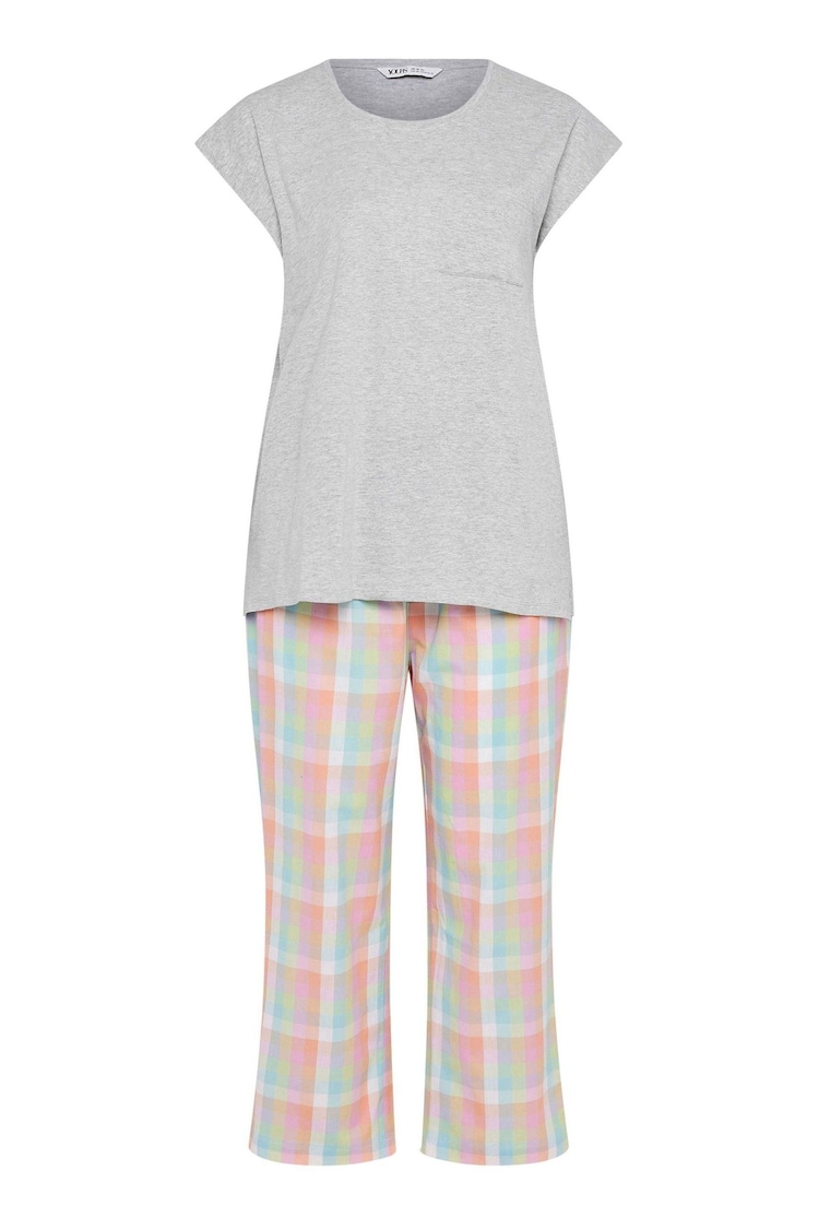 Yours Curve Grey Boyfriend Checked 100% Cotton Pyjamas Set - Image 5 of 5