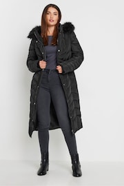 Long Tall Sally Black Longline Chevron Padded Coat - Image 1 of 5