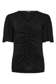 Long Tall Sally Black Angel Sleeve Ruched Front Top - Image 5 of 5