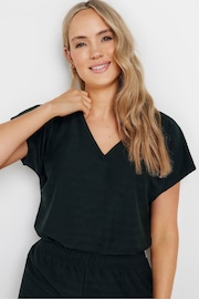 Long Tall Sally Black Shadow Stripe V-Neck Top - Image 4 of 5