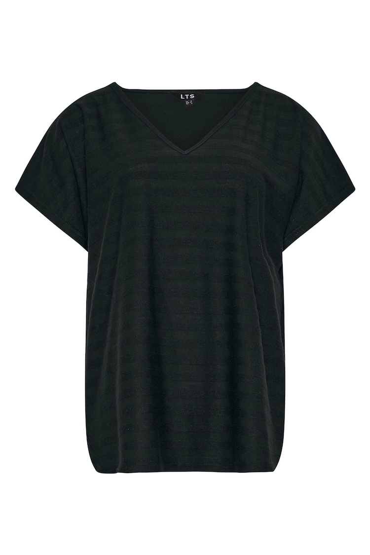 Long Tall Sally Black Shadow Stripe V-Neck Top - Image 5 of 5