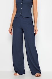 Long Tall Sally Blue Wide Leg Textured Trousers - Image 2 of 6