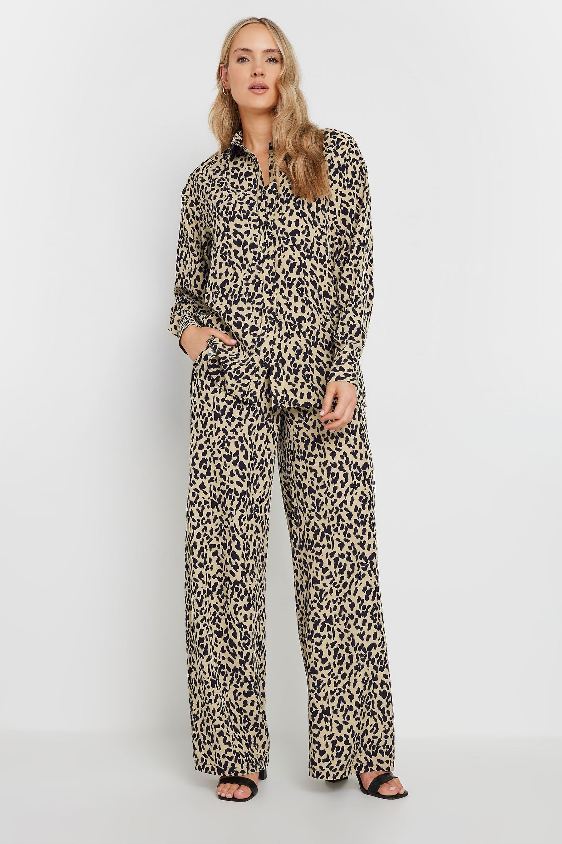 Buy Long Tall Sally Natural Animal Print Wide Leg Trousers from Next Luxembourg