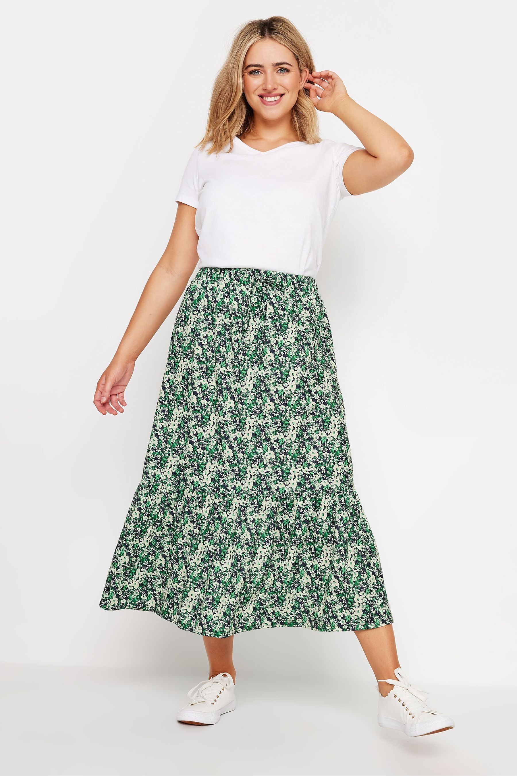 Green ditsy midi skirt clearance