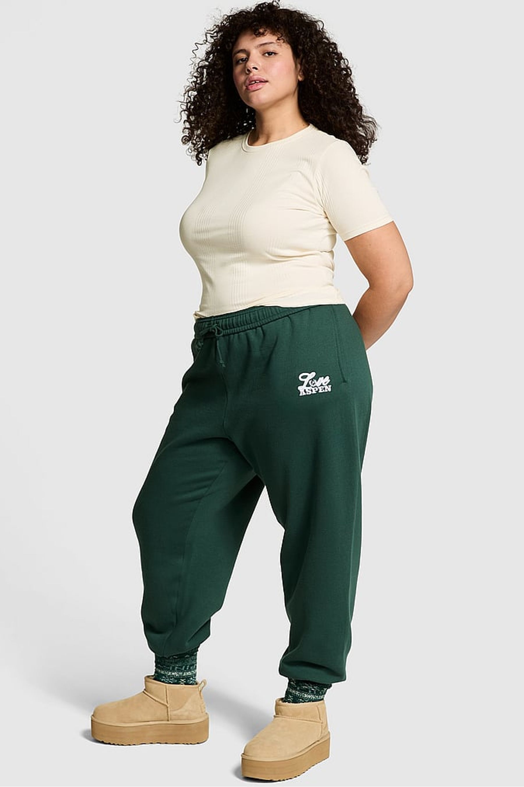 Cuffed fleece joggers discount