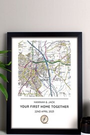Personalised Present Day Map Framed Print by PMC - Image 1 of 3