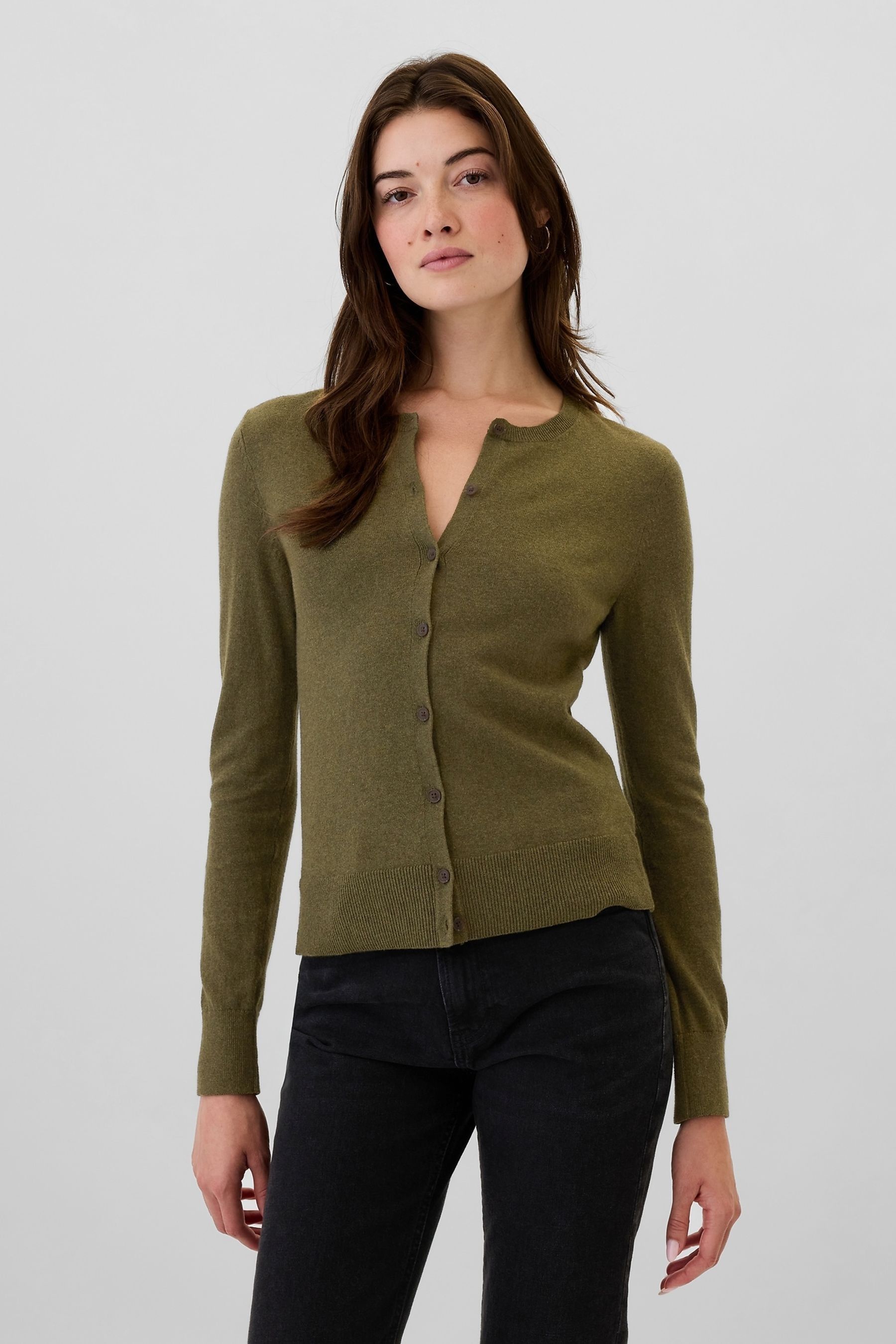 Buy Gap Green Long Sleeve Crew Neck Cardigan from the Next UK online shop