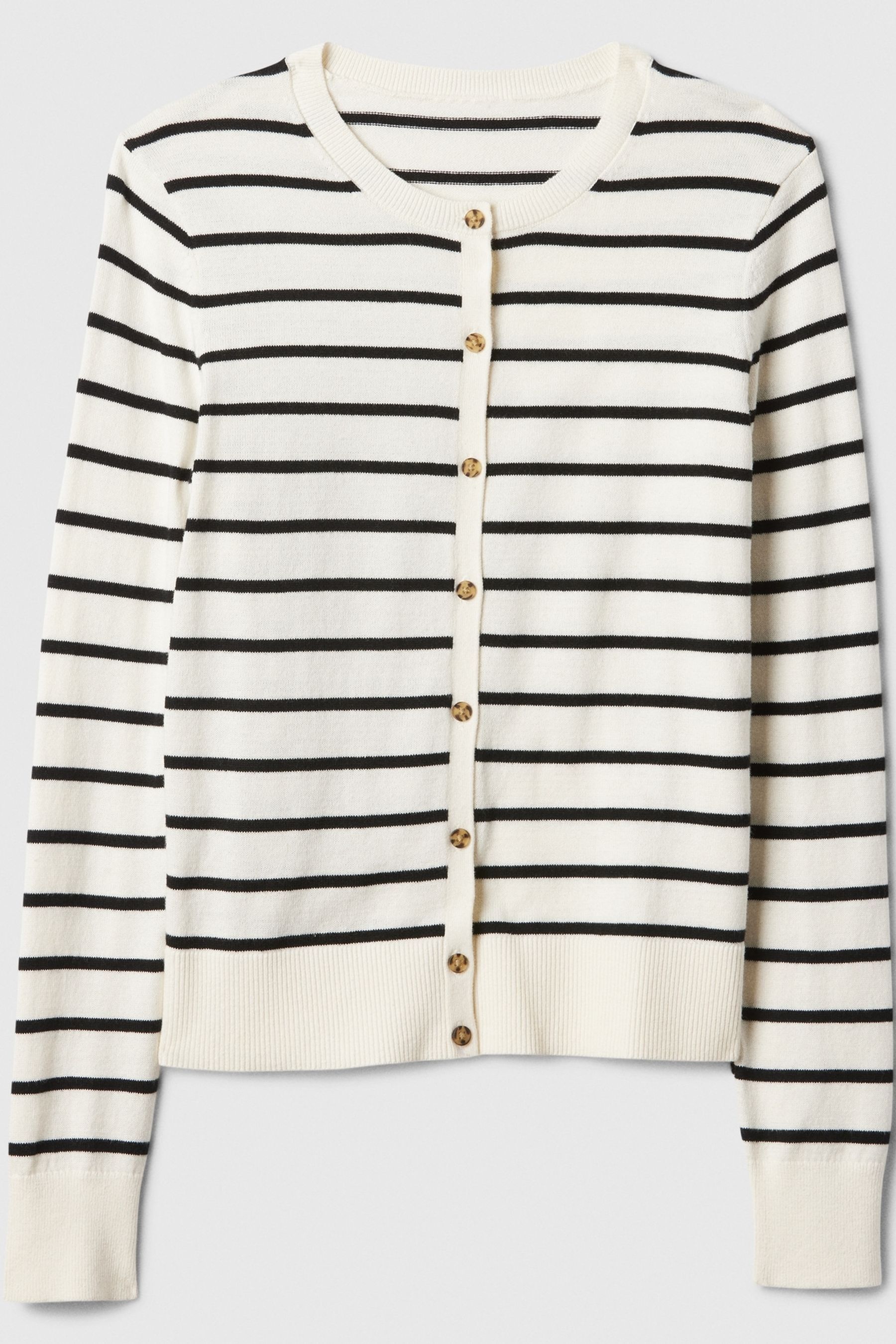 Buy Gap White Stripe Long Sleeve Crew Neck Cardigan from Next Luxembourg
