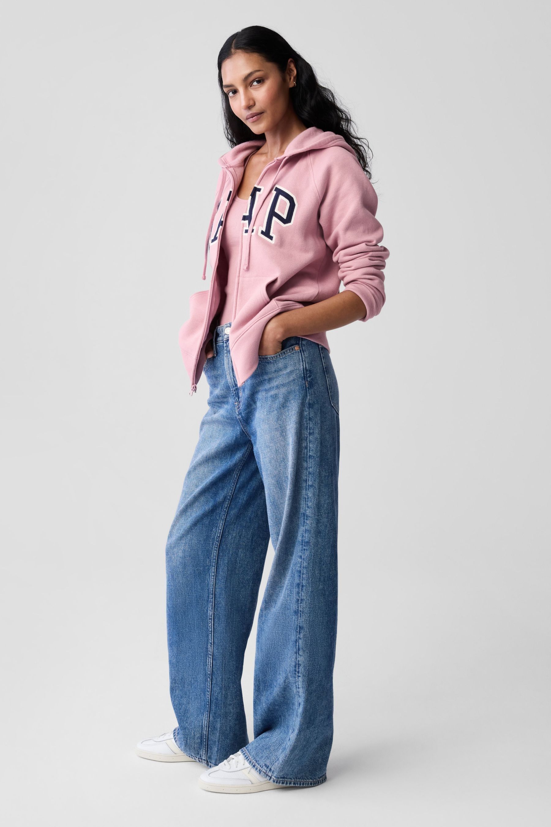Buy Gap Pink Logo Zip Through Hoodie from Next Luxembourg