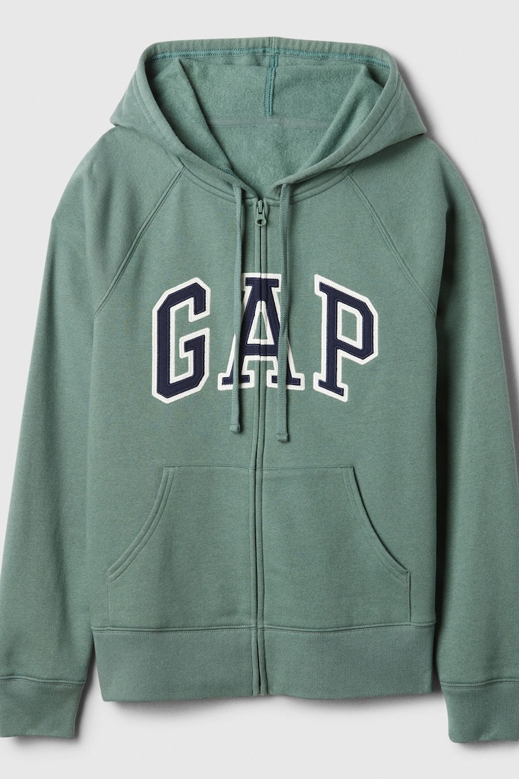 Gap Green Logo Zip Through Hoodie - Image 5 of 5