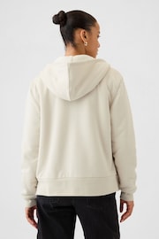 Gap Beige Relaxed Logo Sherpa-Lined Zip Tyrell Hoodie - Image 2 of 5