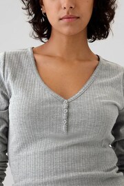 Gap Grey Pointelle Henley Pyjama Top - Image 4 of 5