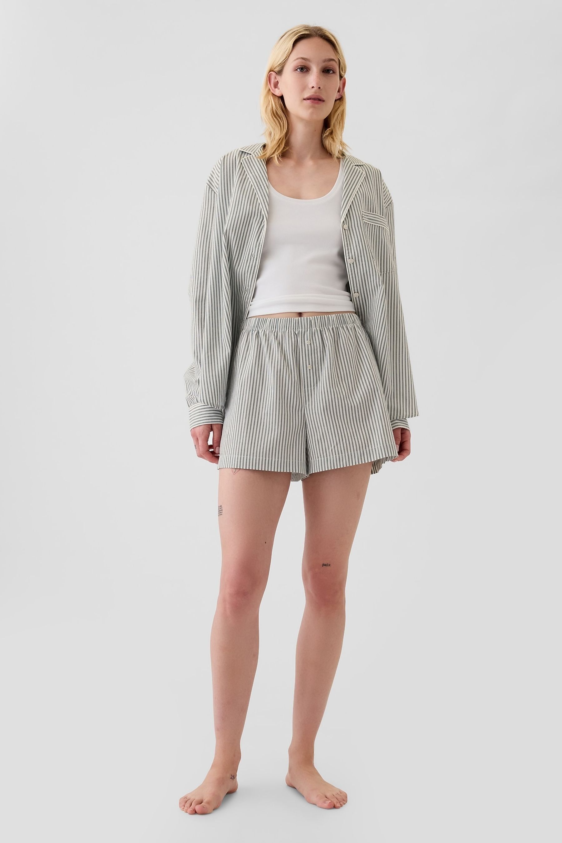 Buy Gap Green Stripe 100 Cotton Poplin Pyjama Boxer Shorts from Next Luxembourg
