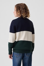 Gap Blue Colourblock Half Zip Pullover Jumper (4-13yrs) - Image 2 of 5