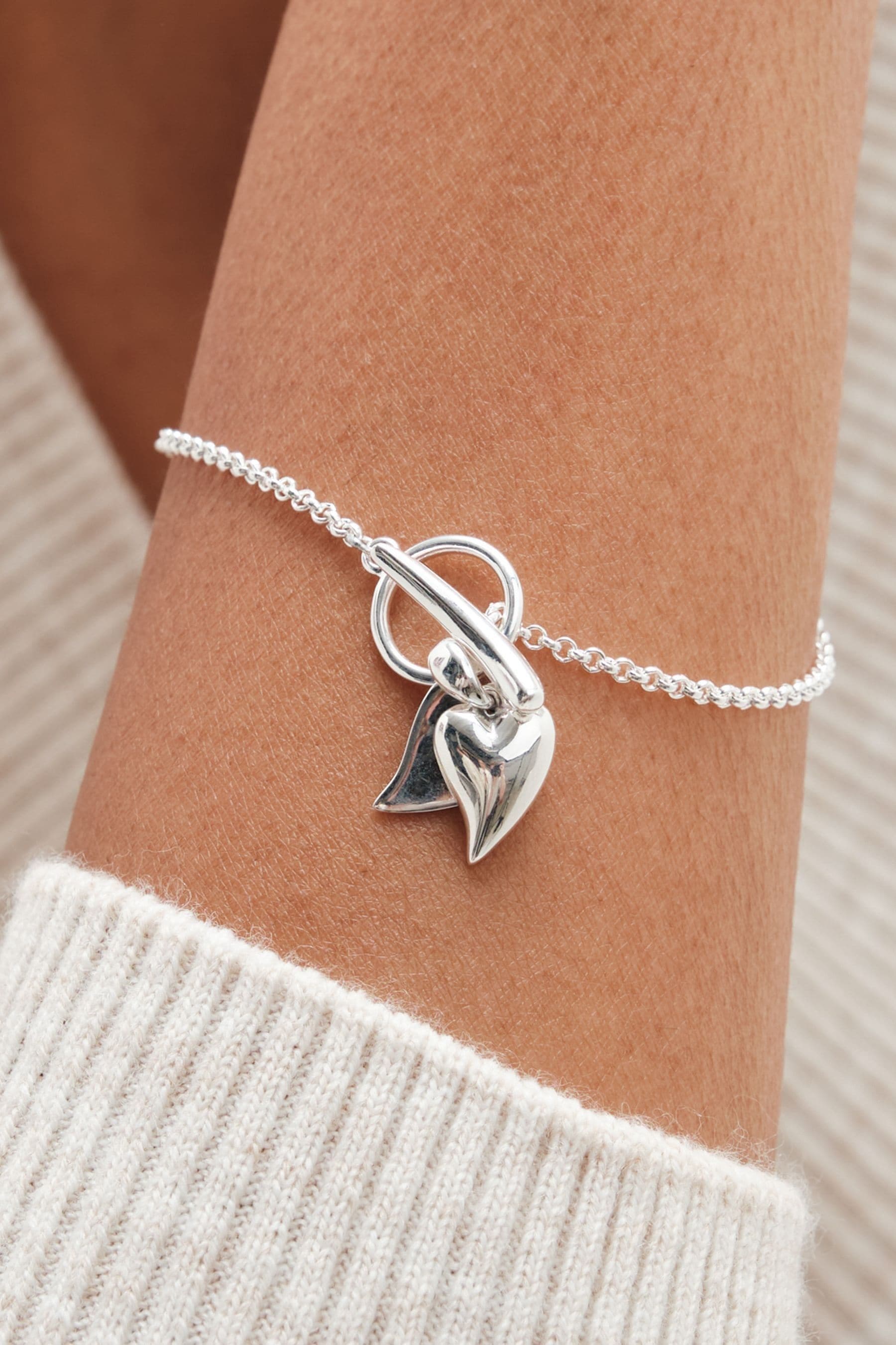 Buy Simply Silver Sterling 925 Heart Charm T Bar Bracelet Next Ukraine