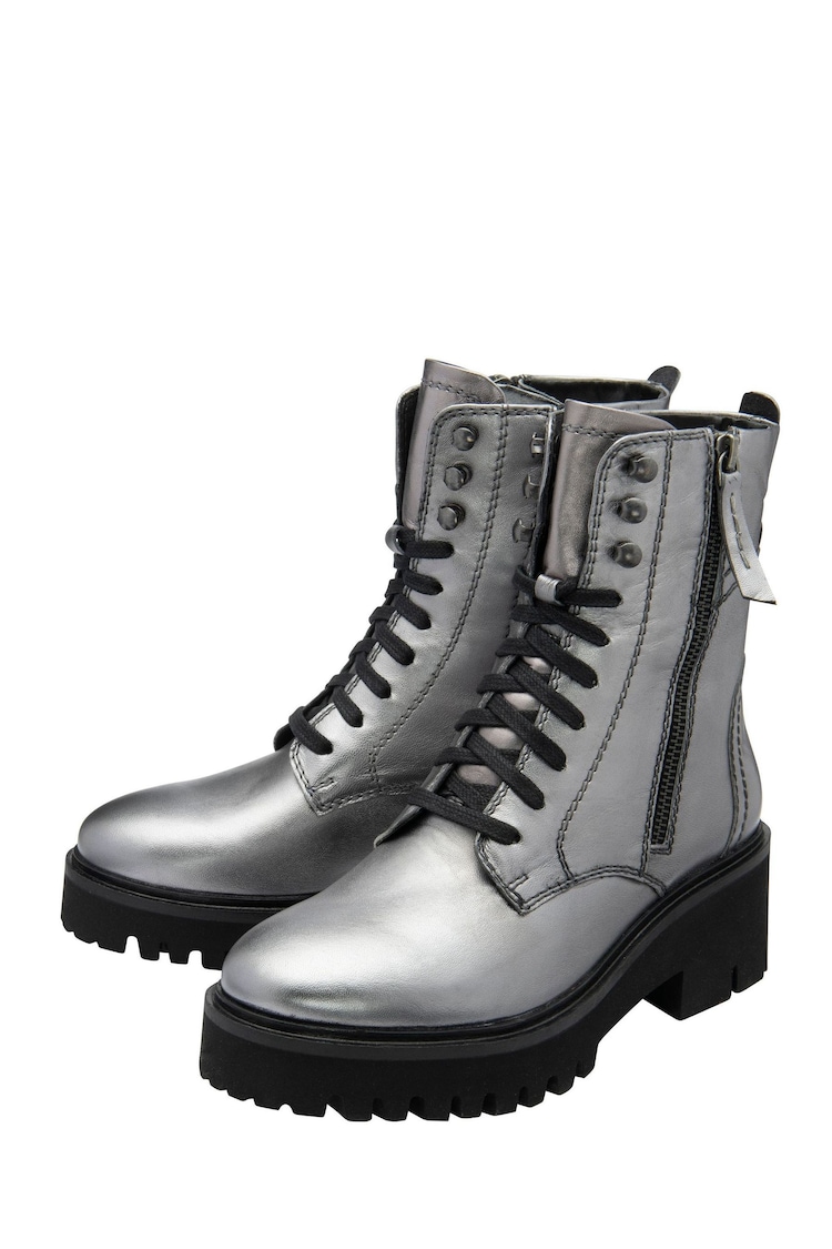 Ravel Silver Leather Zip Up Ankle tartheredge Boots - Image 4 of 4