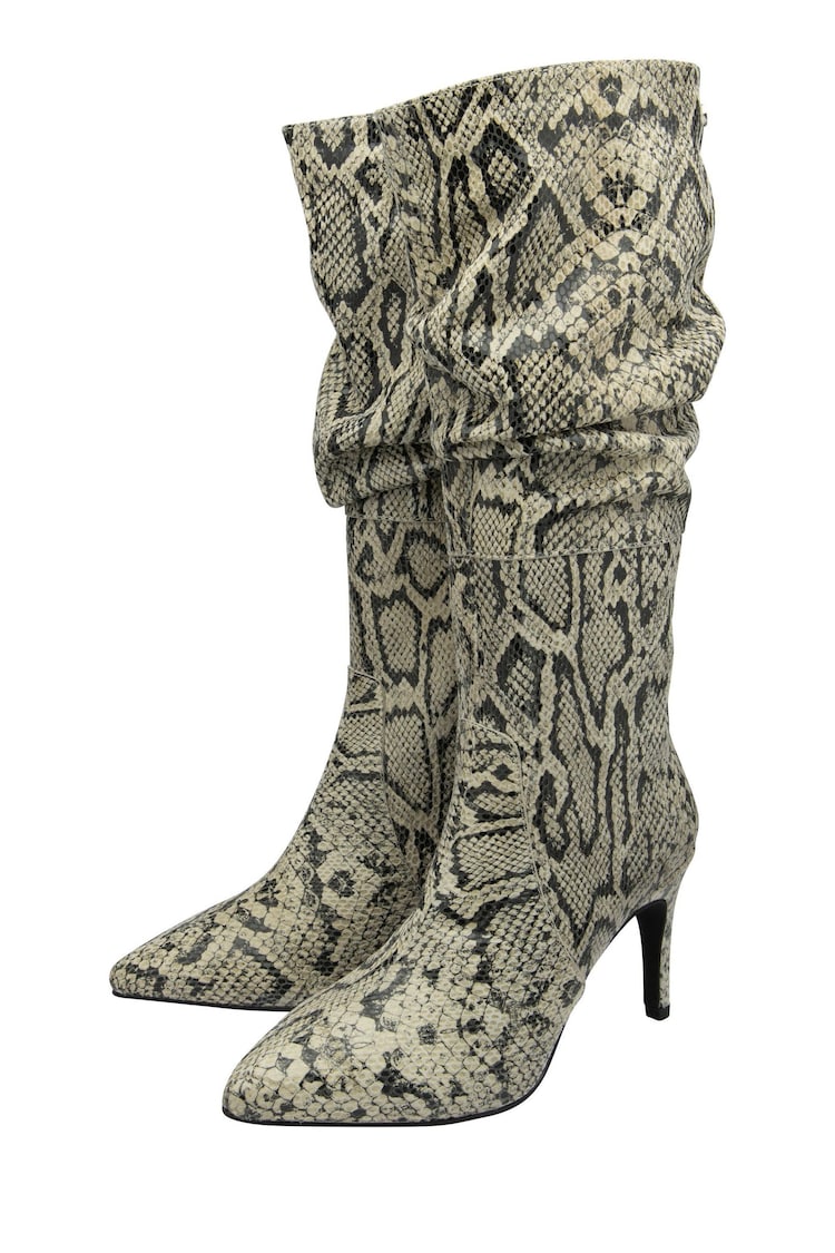 Ravel Grey Leather Stiletto-Heel Knee-High Boots - Image 2 of 4