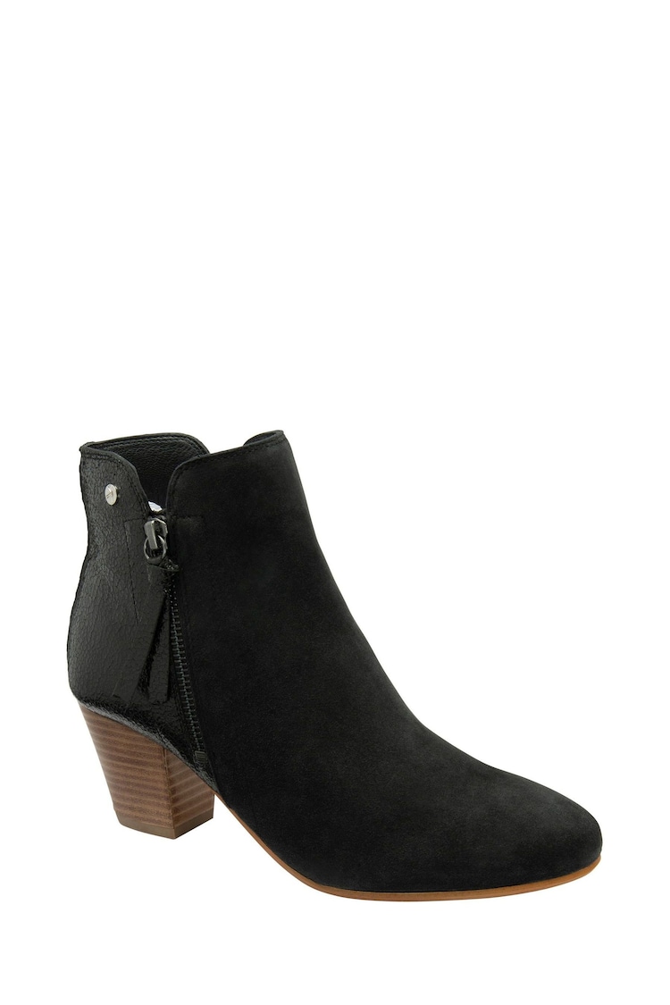 Ravel Black Suede Heeled Ankle Boots - Image 1 of 4