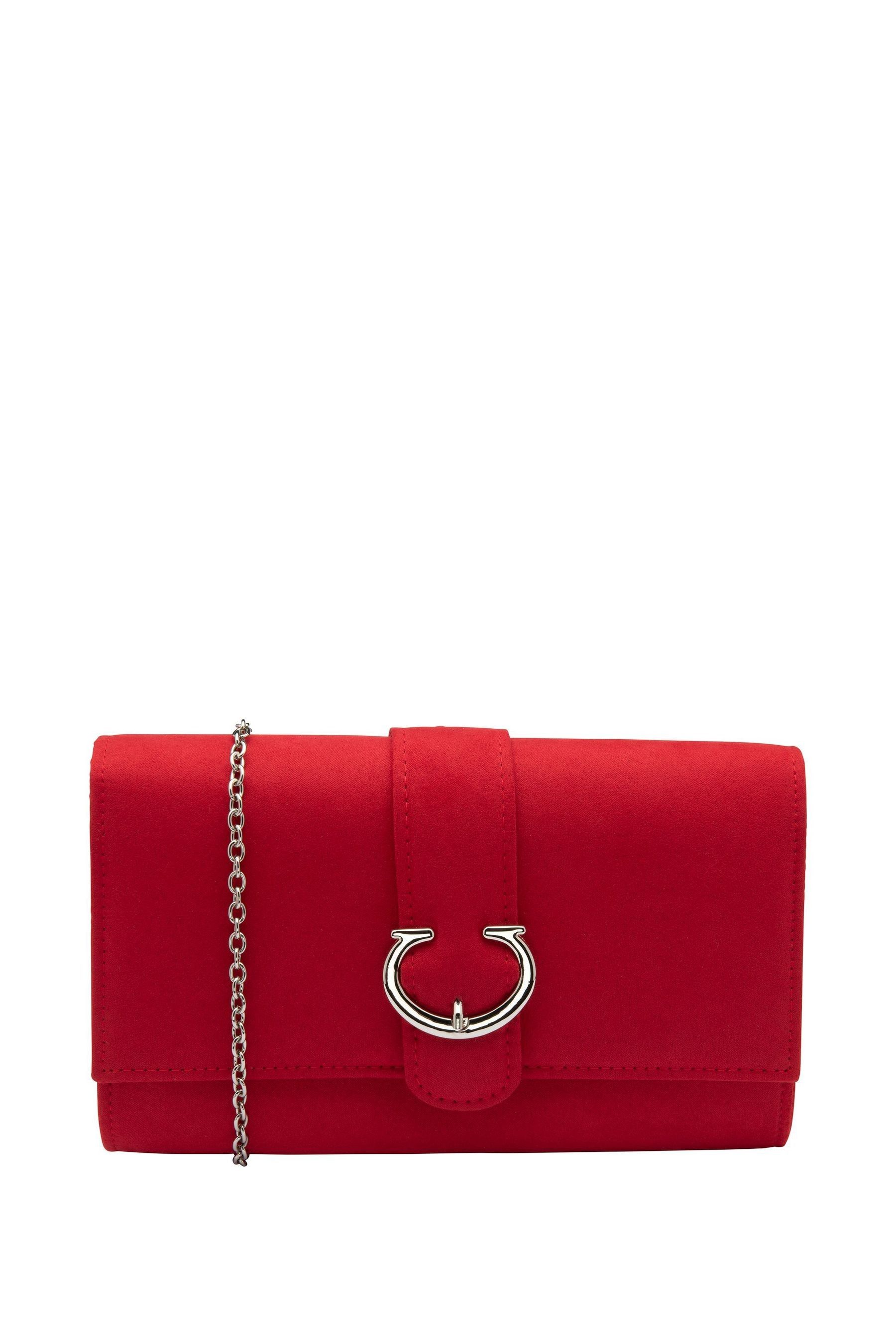 Red clutch bag with strap 2025