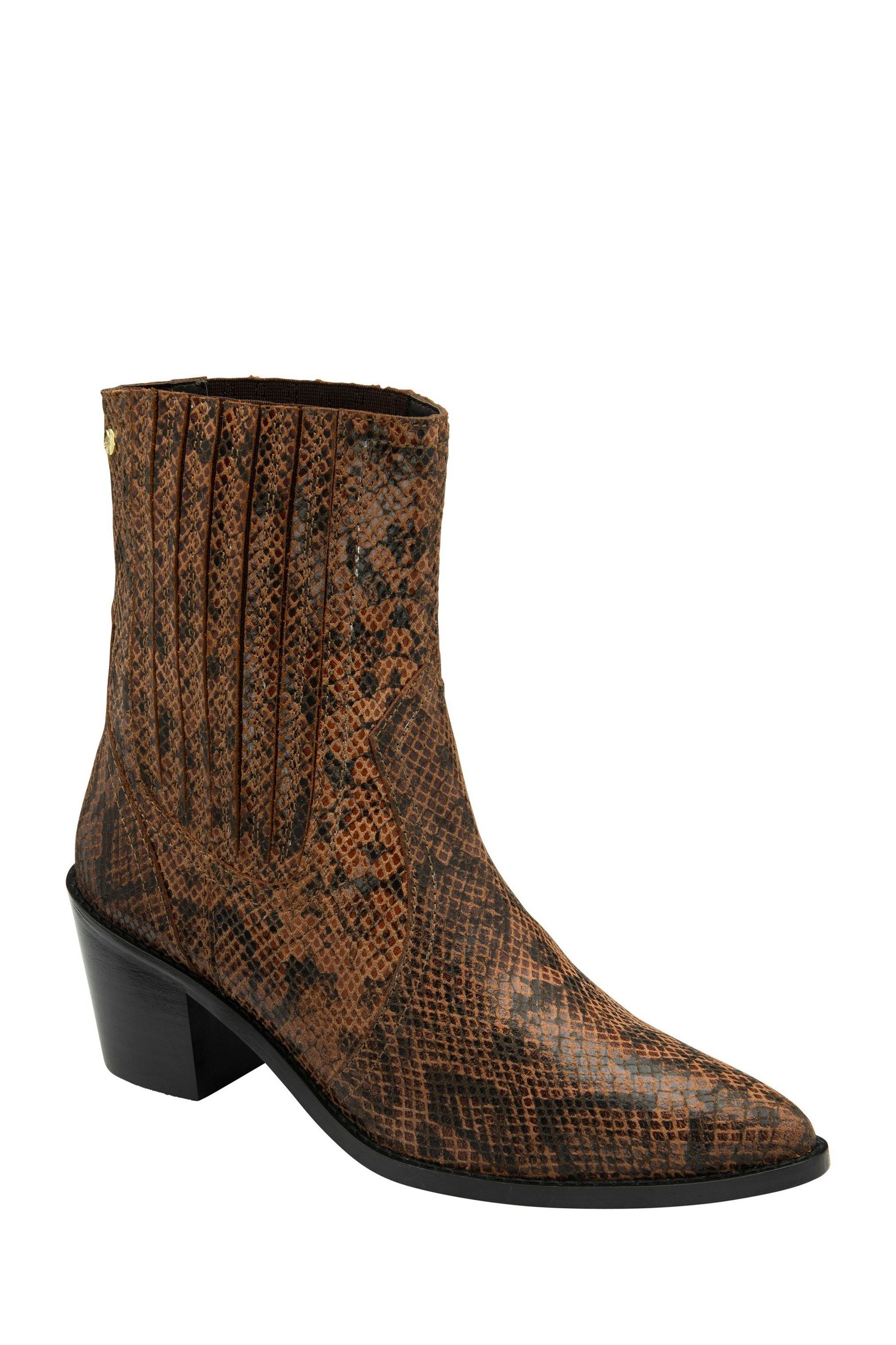 Buy Ravel Brown Snake Print Leather Ankle Boots from the Next UK online shop