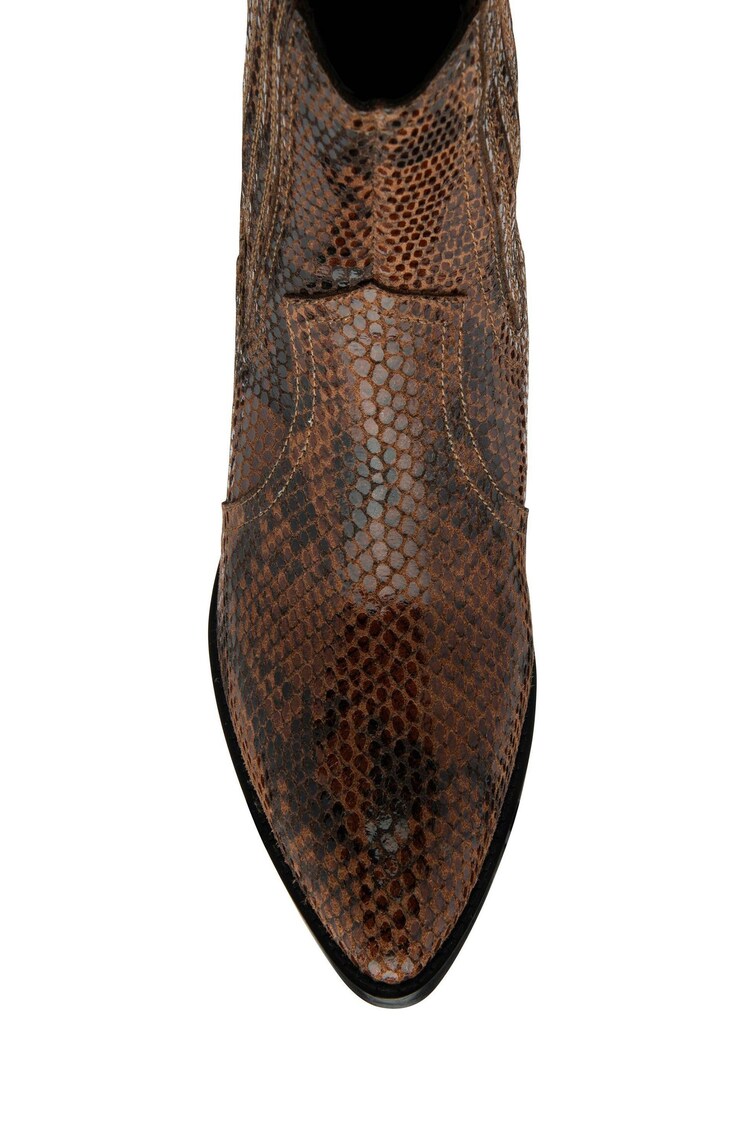 Ravel Brown Snake-Print Leather Ankle Boots - Image 2 of 4