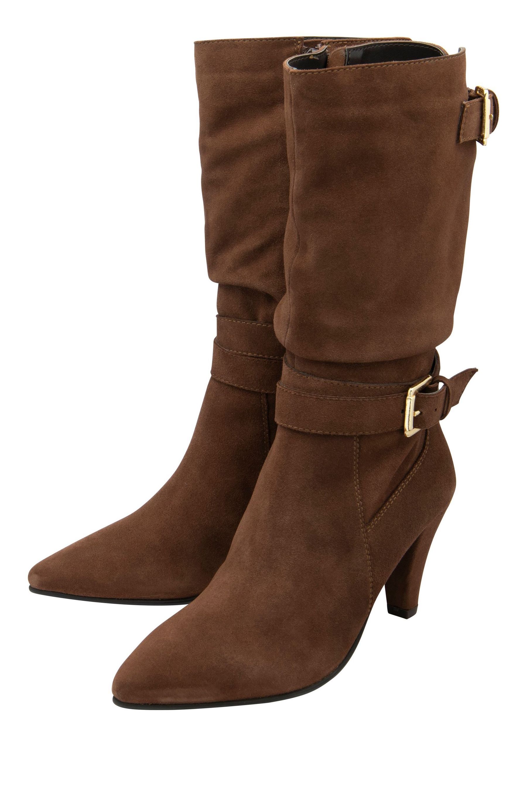 Buy Ravel Brown Suede Pointed Toe Mid Calf Boots from the Next UK online shop