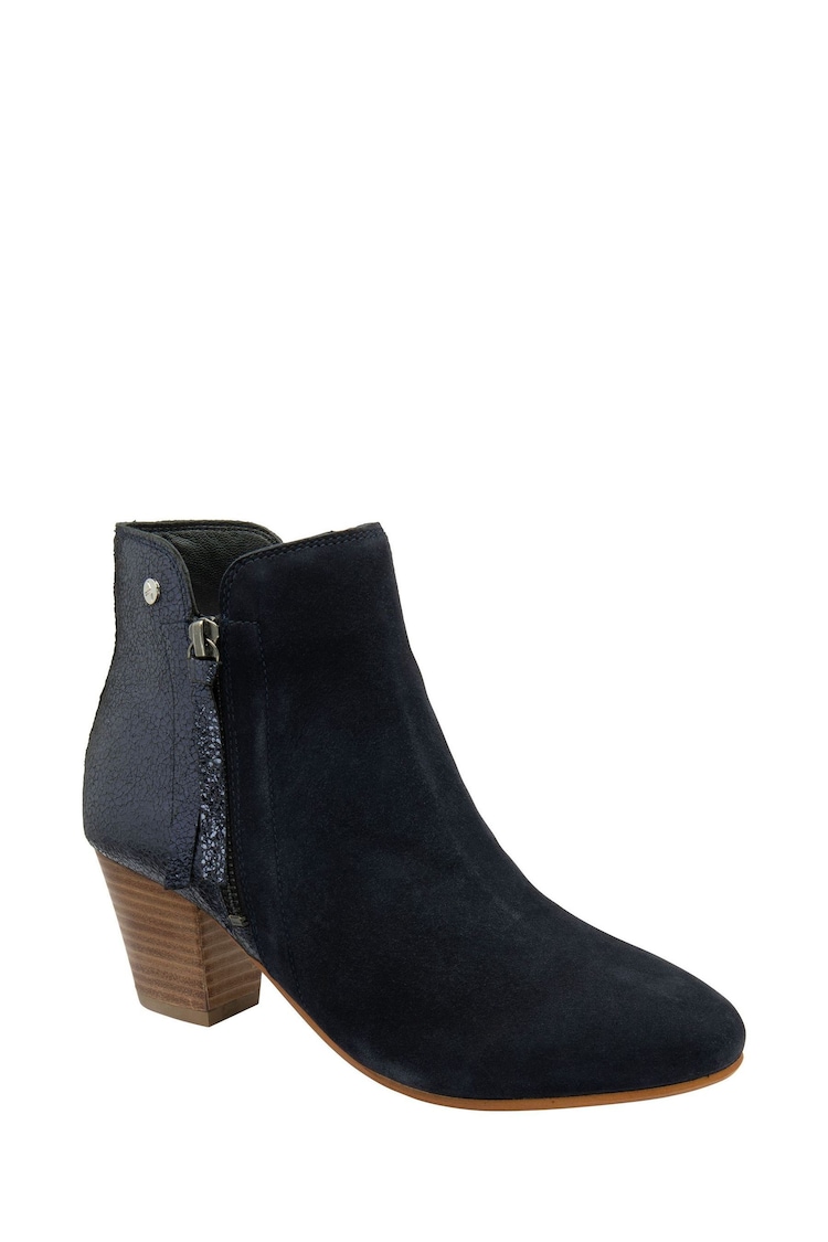 Ravel Blue Suede Heeled Ankle Boots - Image 1 of 4