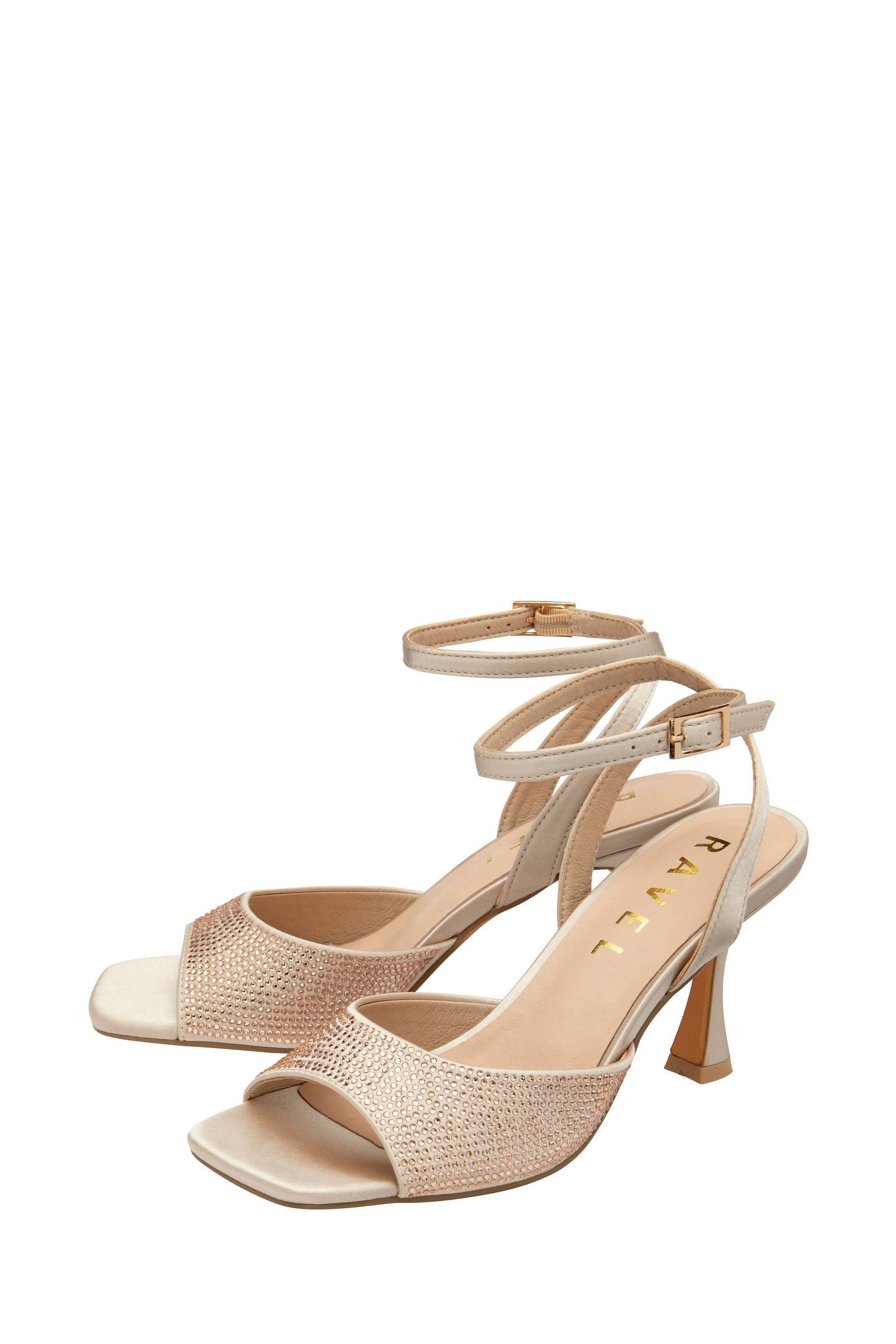 Ravel Gold Peep Toe Block Heel Mule Sandals