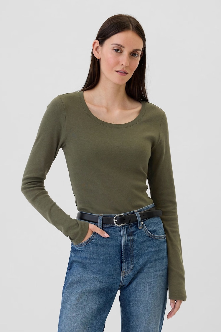 Gap Green Favourite Crew Neck Long Sleeve T-Shirt - Image 1 of 5