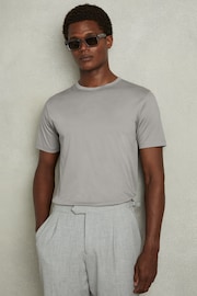 Reiss Grey Capri Cotton Crew Neck T-Shirt - Image 1 of 6