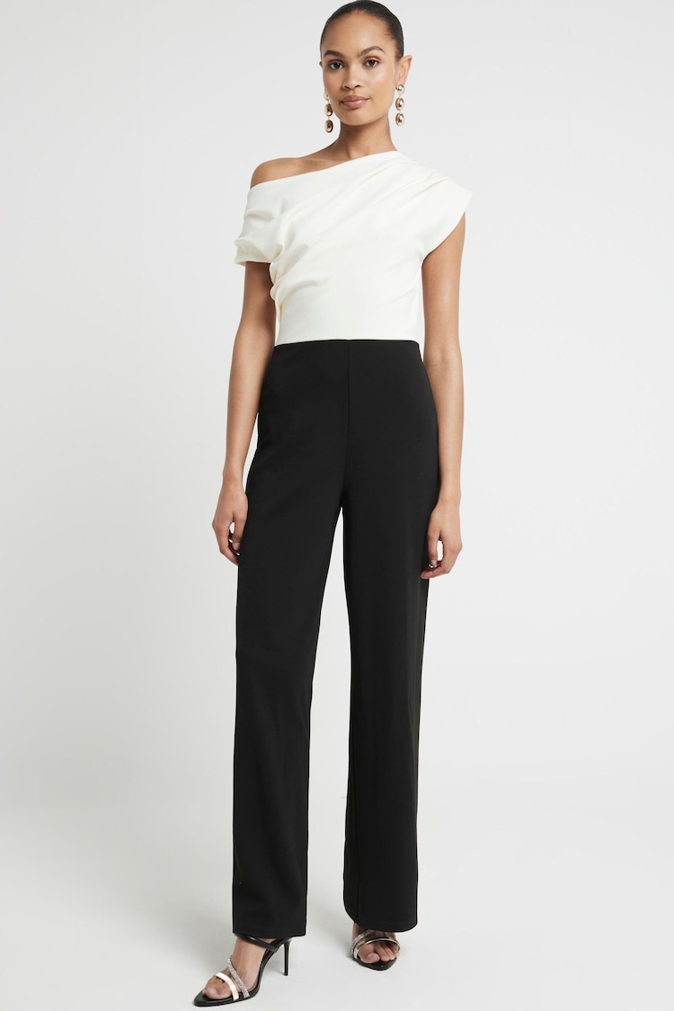 River Island Black Asymmetric Mono Jumpsuit - Image 1 of 6