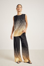 River Island Black Ombre Foil Plisse Top - Image 1 of 7