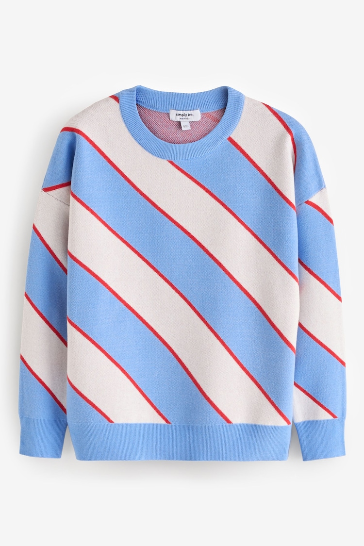 Simply Be Blue Diagonal Stripe Jumper - Image 5 of 5