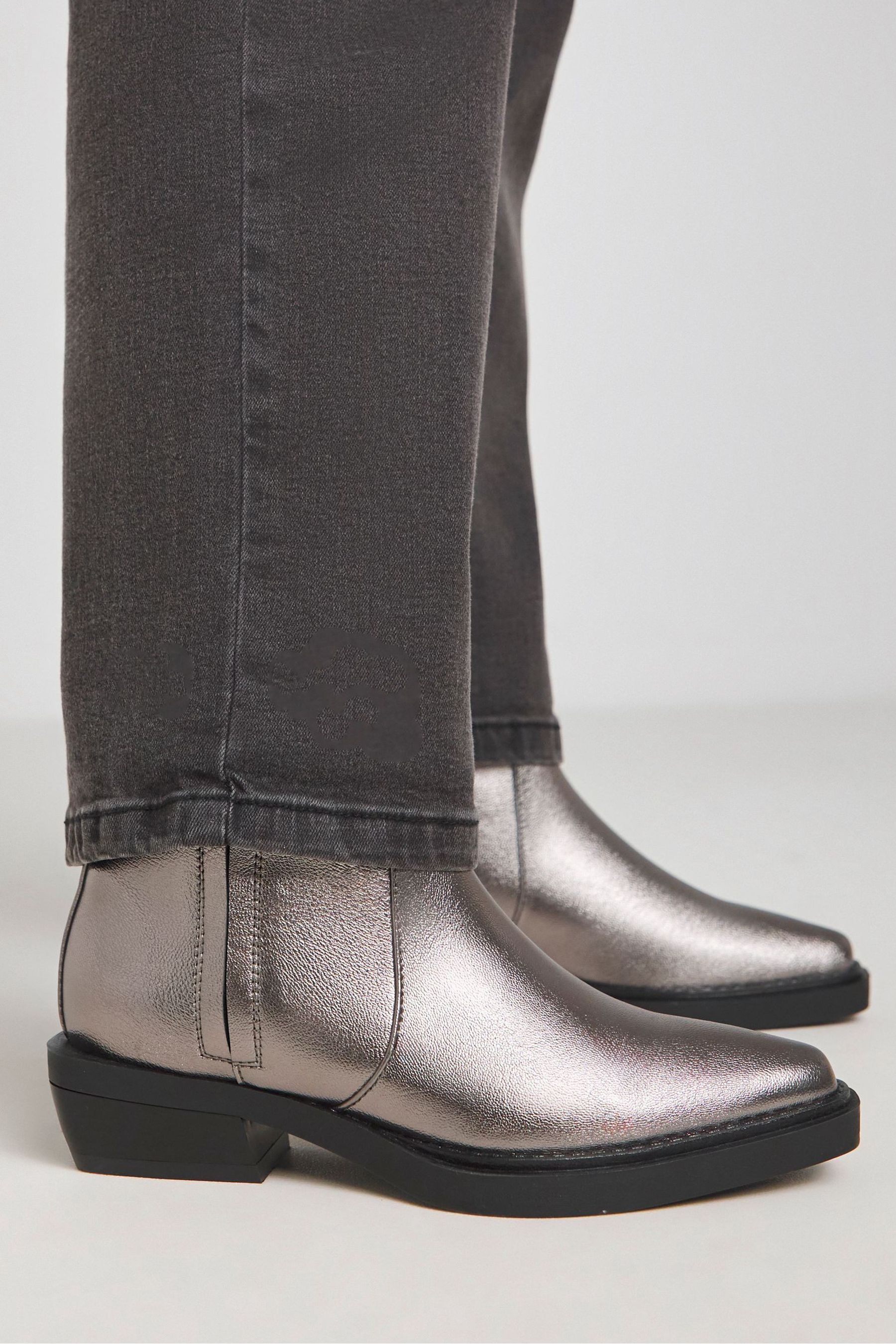 Buy Simply Be Metallic Wide Fit Secret Stretch Seam Western Ankle Boots from the Next UK online shop