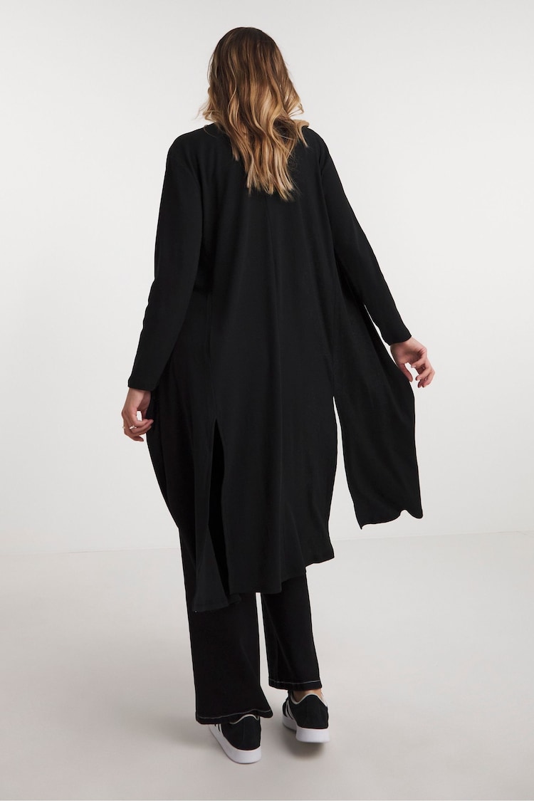 Simply Be Black Ribbed Longline Cardigan - Image 2 of 4