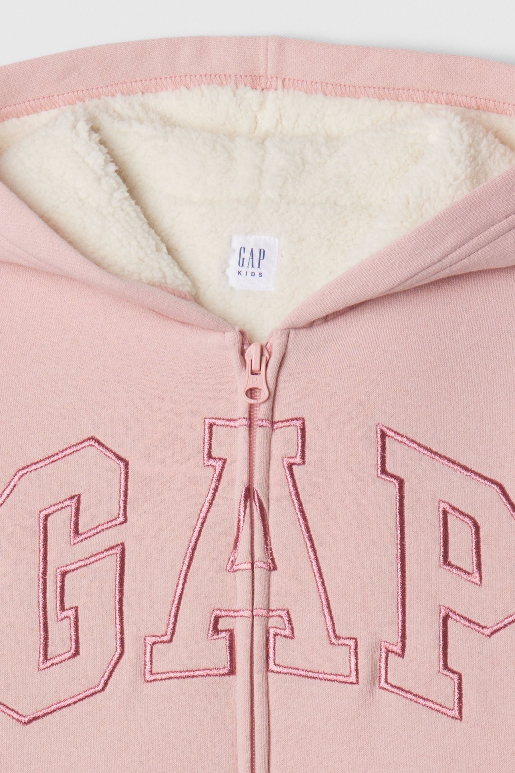Buy Gap Pink Logo Sherpa Lined Zip Up Hoodie 4 13yrs from the Next UK online shop